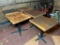 Lot of 5 Misc. Restaurant Tables , Wooden Top, Iron Pedestal Base