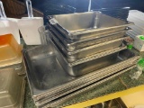 Lot of 11 Steam Table Pans, 6 Full Size, 5 half Size