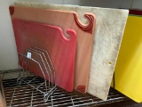 Lot of 4 NSF Cutting Boards and Rack