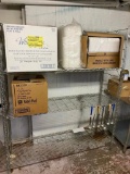 NSF Wire Shelving Rack w/ Contents of Clam Shell To-Go Containers & Cups