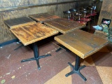 Lot of 5 Misc. Restaurant Tables , Wooden Top, Iron Pedestal Base