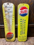 Lot of 2 Pepsi Cola Thermometers, 27in ea