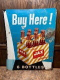 Jax Beer - Buy Here ! Jax 6 Bottles, 6 Pack Tin Sign, 29in x 13in, Single Sided, Old