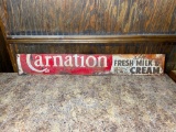 Carnation Fresh Milk Ice Cream, Cut Down Metal Sign, 48in x 7in