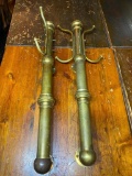 Lot of 2 Brass Hand Rail and Coat Rack