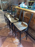 Lot of 4, Restaurant Bar Stools, Wooden Ladder Back, Iron Frame, 30