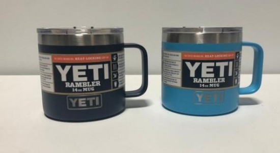 Lot of 2, YETI Rambler 14oz Mug Reef Blue, YETI Rambler 14oz Mug Navy, MSRP: $24.99 ea