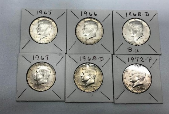 Lot of 6 Kennedy Half Dollars