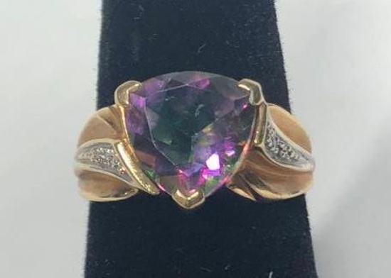 14k Gold Ring w/ Diamond and Gemstone Setting, 2.50 DWT