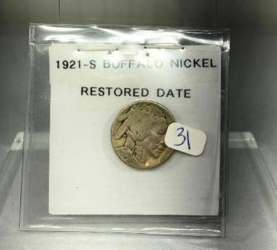1921-S Buffalo Nickel Restored Date