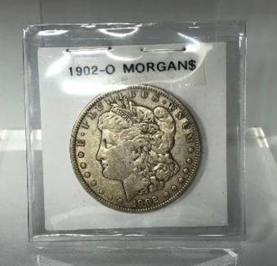 TWO 1902 Morgan Silver Dollars one is an O