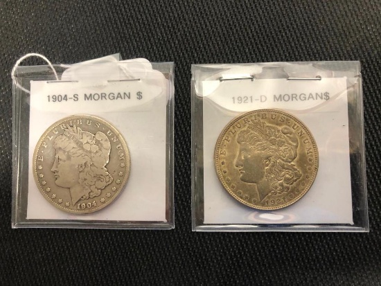 1904-S and 1921-D Morgan Silver Dollars