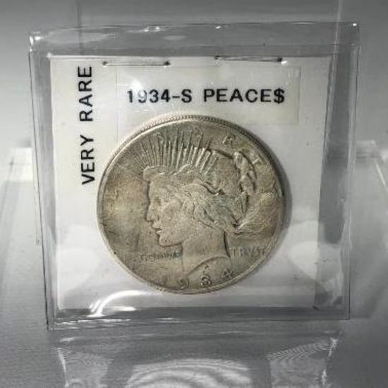 1934-S Peace Silver Dollar -VERY RARE