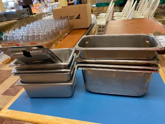 Lot of 8 Steam Table Pans, 2 Lids