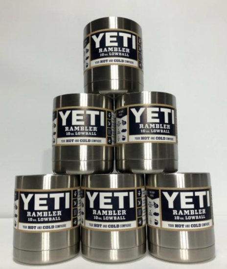 6 Pack, YETI Rambler 10oz Lowball Stainless Steel - New In Box, MSRP: $120.00
