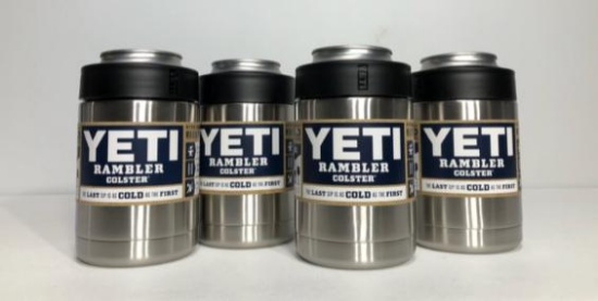 Lot of 4 YETI Rambler Colsters Stainless Steel MSRP: $50.00