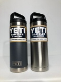 Lot of 2, YETI Rambler 18oz Bottle Charcoal, YETI Rambler 18oz Bottle Stainless Steel, MSRP: $60.00