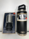 (2) Yeti Rambler Cup Cap Stainless Steel MSRP: $29.99, Yeti Rambler 36oz Bottle Black MSRP: $49.99