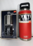 (2) Yeti Rambler Cup Cap Stainless Steel MSRP: $29.99, Yeti Rambler 36oz Bottle Canyon Red MSRP: $49