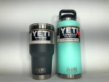 (2) Yeti Rambler 30oz Tumbler Black MSRP: $34.99, Yeti Rambler 36oz Bottle Seafoam MSRP: $49.99