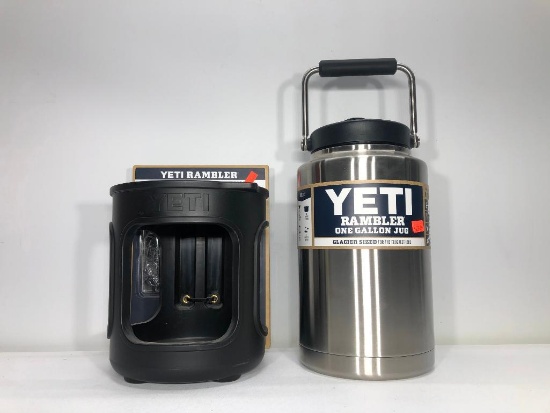 (2) Yeti Rambler One Gallon Jug Stainless Steel MSRP: $129.99, Yeti Rambler One Gallon Jug Mount MSR