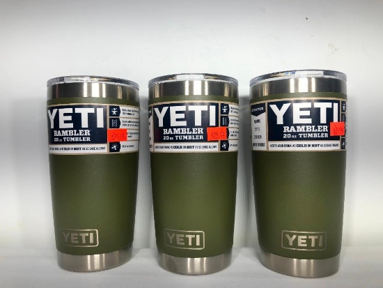 (3) Three Yeti Rambler 20oz Tumbler Olive Green MSRP: $29.99