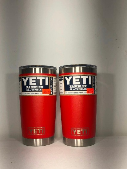 (2) Two Yeti Rambler 20oz Tumbler Canyon Red with Magslide MSRP: $29.99