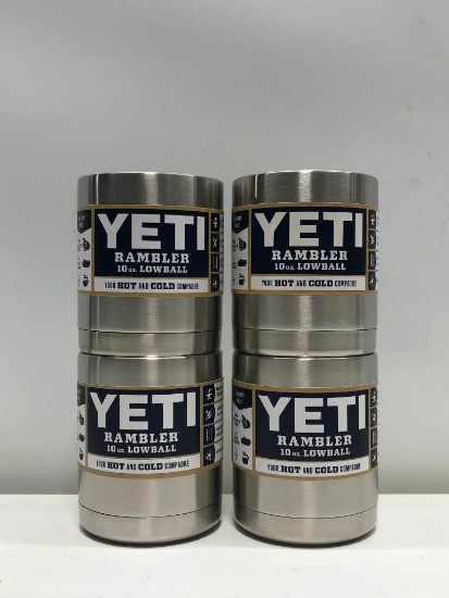 (4) Four Yeti Rambler 10oz Lowball Stainless Steel MSRP: $19.99
