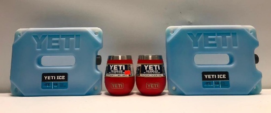 (4) Two Yeti Rambler 10oz Wine Tumbler Canyon Red MSRP: $24.99, Two Yeti Ice 4lb