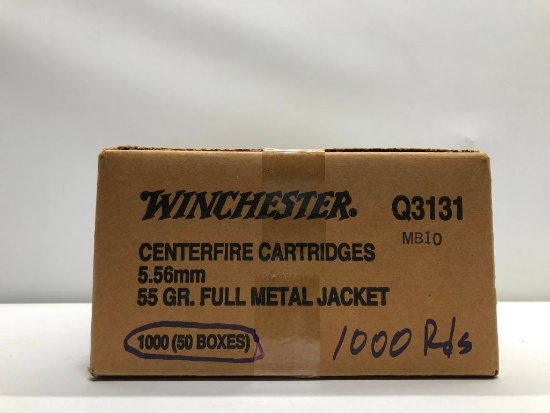 (50) Fifty Winchester Centerfire Cartridges 5.56mm 55GR with Full Metal Jacket