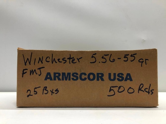 (25) Twenty-Five Winchester 5.56mm 55GR Full Metal Jacket Ammunition