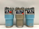 (3) Yeti Rambler 30oz Tumbler Reef Blue MSRP: $34.99, Yeti Rambler 30oz Sand MSRP: $34.99