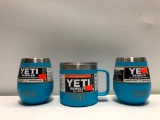 (3) Yeti Rambler 10oz Wine Tumbler Reef Blue MSRP: $24.99, Yeti Rambler 14oz Mug Reef Blue MSRP: $24