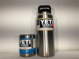 (2) Yeti Rambler 10oz Lowball Tahoe Blue MSRP: $19.99, Yeti Rambler 36oz Bottle Stainless Steel MSRP