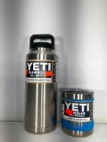 (2) Yeti Rambler 10oz Lowball Tahoe Blue MSRP: $19.99, Yeti Rambler 36oz Bottle Stainless Steel MSRP