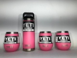 (4) Three Yeti Rambler 10oz Wine Tumbler Limited Edition Pink,Yeti Rambler 18oz Bottle Limit.Ed.Pink