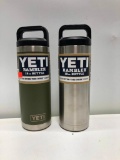 (2) Yeti Rambler 18oz Bottle Stainless MSRP: $29.99, Yeti Rambler 18oz Bottle Olive Green MSRP: $29.