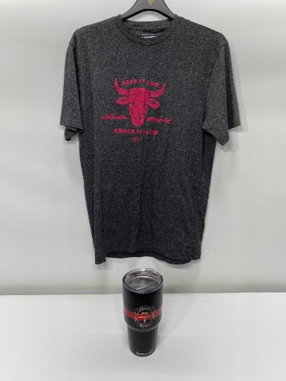 2 Items: Yeti 30oz Rambler Tumbler w/ Cedar Bluffs VFD Zacovec #35 & Size L T-Shirt