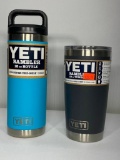 2 Items: Yeti 18oz Rambler Bottle Reef Blue, Yeti 20oz Tumbler Charcoal