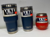 4 Items: Yeti 30oz Rambler Tumbler, Yeti 20oz Tumbler (Both Navy), Yeti 10oz Wine Tumbler, Canyon