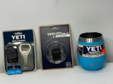 3 Items: Yeti 10oz Wine Tumbler, Reef Blue, Wine Tumbler Lid, Yeti Molle Zinger