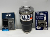 Yeti 30oz Rambler Tumbler, Black, Yeti Molle Zinger, Yeti Bottle Opener, 3 Items