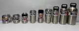 9 Item Stainless Steel Yeti Lot: 64oz Bottle, 36oz Bottle, 18oz Bottle, 30oz Tumbler, 12oz Bottle,