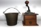 Cooper or Metal Behrens Mfg. Winona, MINN E.Y. Abbott Salesman Sample Bucket / Pail & Coffee Grinder