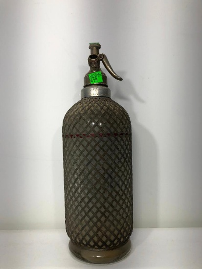 Vintage High End Seltzer Bottle Mesh Wrapped