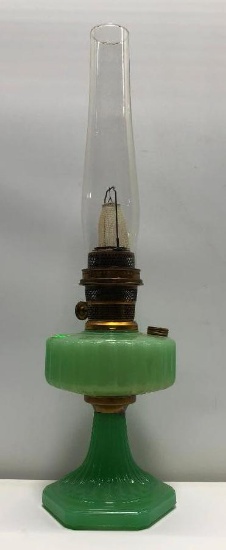 Green Glass Aladdin Oil Lamp