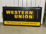 Large Western Union Exterior Lighted Sign, 49in x 25in x 8in