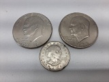Two Ike Silver Dollars 1978 & Bicentennial and 1979 Susan B Anthony