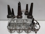 Lot of Glass Oil Dispensers with Wire Holder