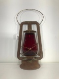 Red Glass Kerosene Lamp